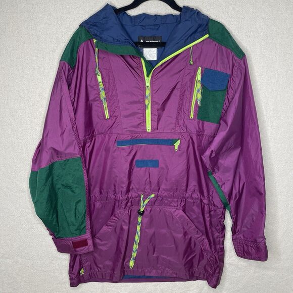 Y2K Gerry Windbreaker Jacket Men Medium Purple Athletic Anorak Retro Pullover - Picture 1 of 16